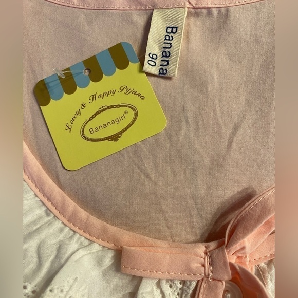 Lovery and Happy Pyjana Banana Girl 90 Baby Doll Ruffle Pink and White Top. New - Picture 8 of 14